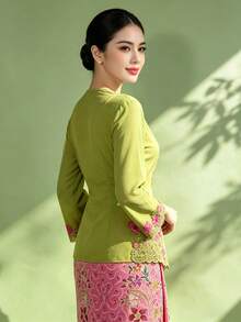 1 buah Atasan Kardigan Lengan Panjang Kasual Wanita, Hijau - Hijau - View 5