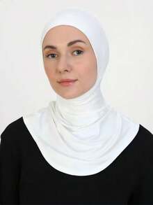 1pc Women's Fashion Solid Color Large Bag With Elastic Stretchable Chin Base, Matching Small Hat And Headscarf - White - View 1