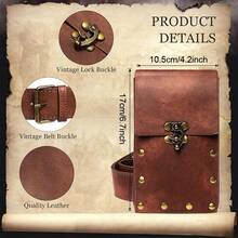 Set Kostum Viking Abad Pertengahan 4 Buah, Sabuk Kulit PU, Tas Pinggang, Gantungan Kunci & Dompet - Sempurna untuk Halloween & Pameran Renaissance - A - View 2