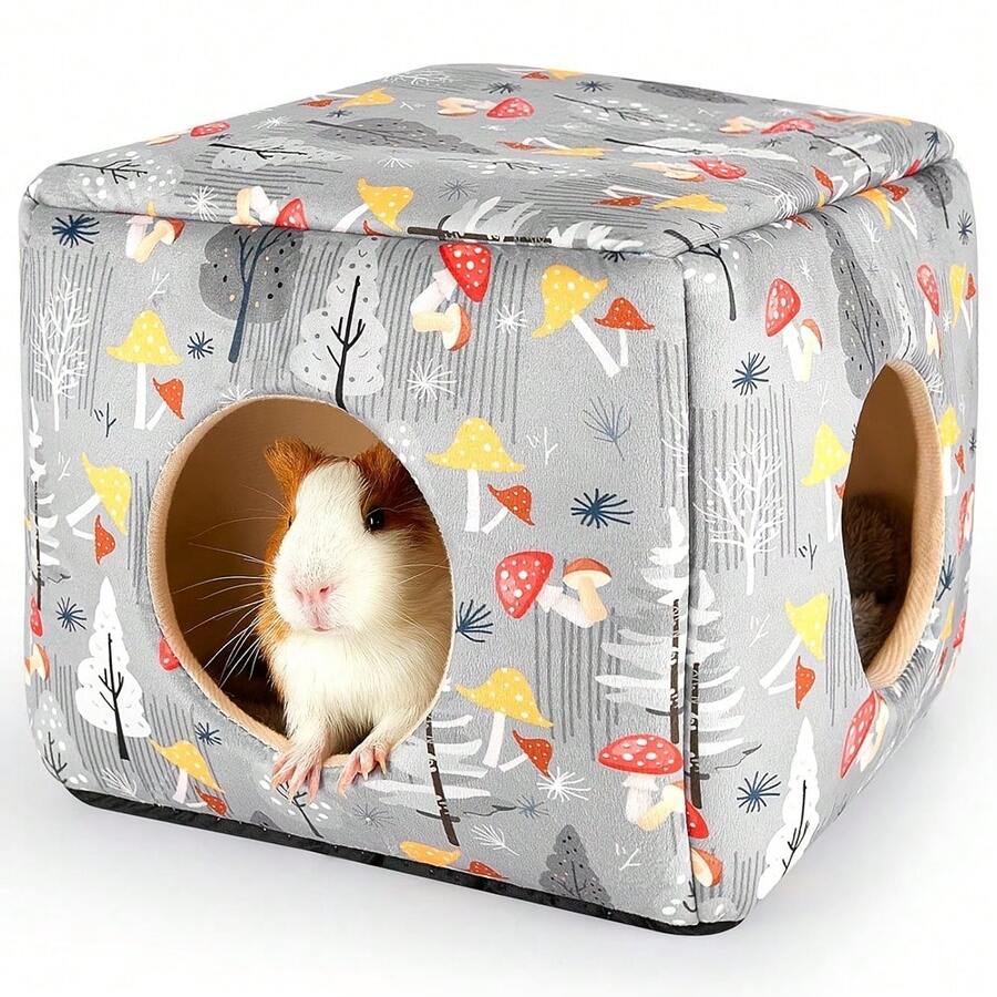 可水洗豚鼠隐蔽洞穴屋，舒适兔子床，小型宠物仓鼠/龙猫配件