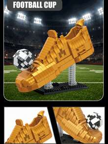 Colección de 834 piezas de bloques de construcción con diseño creativo, decoración de golf, fútbol, guante dorado, trofeo de mejor puntuación, decoración del hogar & colección, regalo de Navidad/Año Nuevo/Vacaciones/Cumpleaños - Multicolor - Ver 8