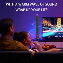Soundbar TV Vertikal Berbentuk Roket, Desain Roket Unik dengan Lampu Ambient RGB di Bagian Atas, 5 Mode Pemutaran USB/Kartu TF/Nirkabel/AUX/OPT, Penguat Audio Nirkabel, Speaker Pengisian Daya USB - Hitam - View 8