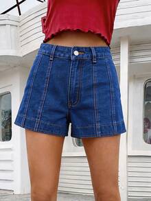 HAPPY GIRL Shorts de Mezclilla para Mujer de Diseñador, Versátiles, Casuales, Sexy, para Primavera/Verano, Fiesta, Playa, Universidad, Vacaciones, Uso Diario, Viajes y Aeropuerto - Azul - Ver 1