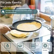 1 StüAntihaft-Pfannkuchenpfanne – für Pfannkuchen, Omeletts & Steaks, inkl. Holzspatel, praktisches Küchenutensil für Zuhause, Esszimmer & Grill - Übersicht 3
