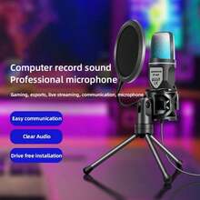 Gaming Microphone, USB PC Microphone For Podcast, Video, Streaming, Condenser Microphone With Quick Mute Function, Includes Tripod, Pop Filter, RGB Indicator, Shock Mount, Rotary Gain Knob, Compatible With PS4/5/PC - View 10