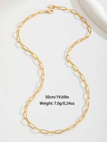 1pc Gold Tone Paperclip Chain Layered Necklace, Minimalist Stackable Link Chain Necklace Set For Women Daily Jewelry - Yellow Gold - View 10