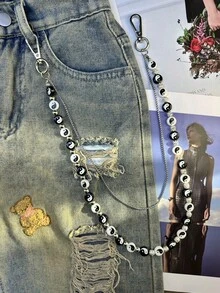 New Model DIY Tai Chi Yin And Yang Eight Trigrams Formation Pants Chain Men And Women Accessories Y2K Jewelry Symbolize Peace Good Luck Solve Worries - Black - View 4