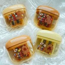 1pc Random Cute Capybara Dual-Hole Pencil Sharpener, Portable 8mm/12mm Sharpener With Transparent Debris Box, Compact Desktop Stationery Tool For School Office Pencil Case - Multicolor - View 8