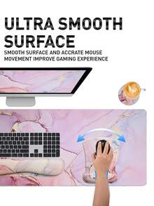 Alas Mouse Game, Alas Meja Besar, Alas Meja Lucu, Set 4-in-1 XXL Alas Mouse + Gelang Keyboard + Gelang Mouse + Tatakan Gelas dengan Alas Meja Ergonomis Cocok untuk Komputer Desktop Kantor Rumah, Tekstur Marmer - View 5
