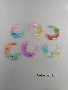 Set de 6 cuentas de acrílico con recubrimiento UV de unicolor en forma de estrella, luna y lazo para hacer collares, llaveros y accesorios de decoración DIY - Multicolor - Ver 13