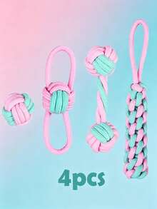 1/2/3/4/5/6/7pcs Pet Dog Cotton Rope Toy Set, Durable Chewing & Teething Rope Toys For Medium & Puppy Dogs, Teeth Cleaning Interactive Tug Rope Toys, Pet Chew Toys - Multicolor - View 12