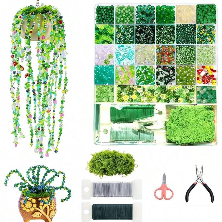 5500 PCS DIY Beaded Plant Kit, Forever Plant Beaded Leaf Flower Beads Plant Making, Crystal Jewelry Beads For Plants Jewelry Making And DIY Crafts - 5500 PCS DIY Beaded Plant Kit - View 1