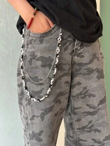New Model DIY Tai Chi Yin And Yang Eight Trigrams Formation Pants Chain Men And Women Accessories Y2K Jewelry Symbolize Peace Good Luck Solve Worries - Black - View 3