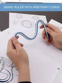2 piezas Regla curva de doble escala (cm/pulgada) & Borde curvo flexible - Herramienta de dibujo de plástico multifuncional, adecuada para dibujo, diseño, manualidades - Herramienta de medición portátil y duradera para artistas, estudiantes y uso en oficina/escuela - A - Ver 5
