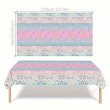 1pc Underwater World Pink Fish Scale Princess Party Tablecloth, Wedding Decoration, Summer Decoration, Outdoor Garden Decoration, Outdoor Decoration, Paired With Shell Starfish Pink Blue Gradient Disposable Plastic Rectangular Tablecloth, Suitable For Birthday Party, Baby Shower Decoration Tablecloth - Multicolor - View 2