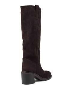 Mid-Calf Boots With A Slightly Pointed Toe And A Stable Block Heel-An Elegant And Comfortable Look. - Brown 2523A-1 - View 5