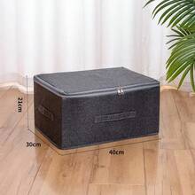 Grey Linen Foldable Storage Box With Lid And Handle, Large Capacity Stackable Wardrobe Organizer, Dust-Proof Fabric Storage Bin, Suitable For Clothes, Blankets, Toys, Books, Multi-Scene Closet, Bedroom, Storage Room, Living Room Home Storage,Bedroom Room Decor,Back To School - Grey - View 11