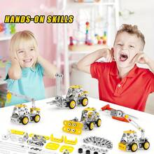 Stem Building Toys, Metal Engineering Vehicles Model Kit, 330 PCS Erector Sets For Boys , 4 Models Construction Vehicles Learning Toy Metal Models - Yellow - View 4