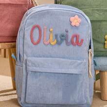 Ransel Nama Kustom dengan Motif Kotak-kotak Stroberi, Ransel Perjalanan Kapasitas Besar dengan Kompartemen Laptop - MultiWarna - View 37