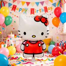 SANRIO 1/3 piezas Globos de papel de aluminio con forma de gato rojo de dibujos animados, globos de decoración para el Día de San Valentín, boda, cumpleaños, regalo, fiesta y reunión - Ver 2