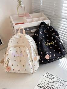 Personalized Backpack With Name, Custom Floral Mini Backpack, Lightweight Shoulder Daypack, Personalized Gift For Women - Multicolor - View 10
