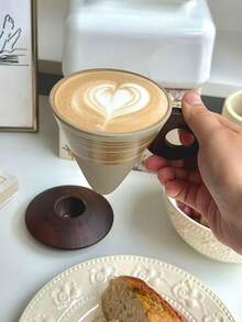 200ml Handmade Ceramic Pour-Over Coffee Cup Set | Integrated Cone-Shaped Filter And Cup Body Design | Reusable No-Filter Paper Brewing System | Rustic Stone Glaze With Wooden Tray | Suitable For Home, Office, Cafe, Camping, Travel, Tea And Coffee Lovers - Multicolor - View 10