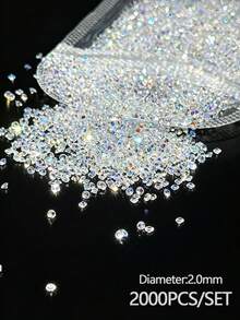 1 Pack (2000pcs) Mini Transparent Rhinestones, Crystal Nail Art Gems For Making Accessories, Shoes, Clothing, Cosmetics, Bags, Nail Art Decor, DIY Crafts Nail Charms - Clear - View 1