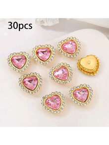 30pcs/Set Colorful Heart Rhinestone DIY Accessories, Random Color - Multicolor - View 16