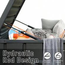 120 Gallon Outdoor Storage Deck Box Waterproof, Large Patio Storage Bin For Outside Cushions, Throw Pillows, Garden Tools, Lockable (Dark Gray)-XY122635 - 1 - View 2