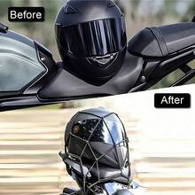 1 pieza Red elástica de almacenamiento para motocicleta negra, red de fijación para casco y equipaje, correa elástica para caja trasera, accesorio de red de cuerda para modificación de portaequipajes trasero, fija casco / equipaje, universal para caja trasera y portaequipajes trasero, estable y para transportar carga - 1 red para guardar cascos - Ver 11
