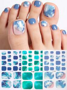 Beauty Sticker 3件組海洋風腳趾甲貼片，清新亮片夏季腳趾甲貼紙，易於貼附，適合女士度假旅行與舞會DIY美甲 - 彩色 - 查看 9