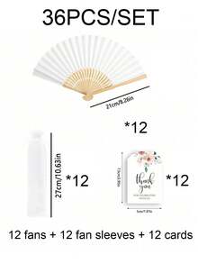 3-60支装优雅折叠手扇套装，包含感谢卡和礼品袋，新娘竹扇，是伴娘礼物、婚礼装饰、派对、活动和夏季配饰的理想之选。 - 彩色 - 查看 27