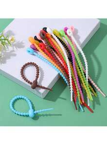 20pcs 12cm Reusable Silicone Cable Ties - Self-Locking Cable Organizer & DIY Keychain Pendant, Suitable For Data Cables, Earphones - 12cm Silicone Nylon Strap - View 3