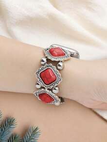 Huastonband Bohemian Style Young Fashion Women's Compatible Watch Band 38mm 40mm 41mm 42mm 44mm 45mm 49mm Fashion Classic Luxury Dopamine Colorful Women's Jewelry Bracelet Square Elastic Adjustable Red Bracelet, Compatible With Apple Watch Ultra SE/S11/S10/S9/S8/S7/S6/S5 Series Smart Watch Accessories Wristband Men's, Summer Women's Accessories Beach Outdoor Party Dance Gift For Friends Party Vacation - Red - View 7
