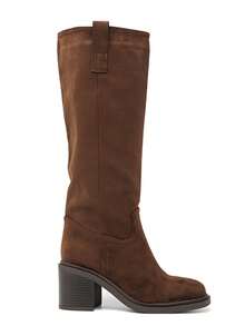Women's Solid Color Zipper Mid-Calf Boots, Versatile Fashion For Daily Wear - Moka 2523A-1 - View 2