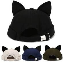 1 buah Topi Bucket Wanita Warna Polos dengan Motif Telinga Kucing, Topi Kasual Modis, Cocok untuk Perjalanan Musim Semi/Panas, Pantai, Pesta - beraneka warna - View 1