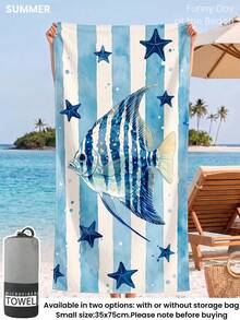 1pc Beach Towel, Beach Essential, Vacation & Bathroom Decor, Super Absorbent, Suitable For Bathroom, Swimming, Fitness, Yoga, Soft Microfiber, Lightweight & Portable, Windproof, Sun Protection, Sand-Resistant, Summer Travel - Multicolor - View 5