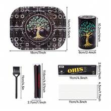 Creative Pattern Rolling Tray Set. Portable Smoking Accessories Kit. Includes Metal Tray, Rolling Machine, Rolling Papers And Storage Can. Versatile Accessories. Multi-Purpose Accessories. Home & Party Supplies. Holiday & Birthday Gift For Friends. - Multicolor - View 2