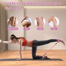 3-Piece Yoga Resistance Band Set For Leg And Hip Shaping, Multi-Level Tension Fitness Equipment With Ankle Straps - Multicolor - View 5