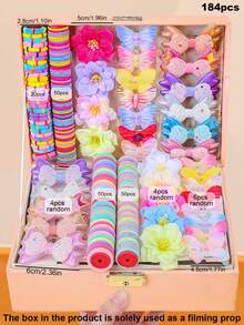 184/10pcs/Set Macaron Colorful Girl Hair Accessories, Includes Macaron Colored Thin Elastic Hair Ties, Gradient Rhinestone Bow Side Clips, 3D Fabric Artificial Flower Hair Clips, Colorful Gentle Multi-Color Versatile Hair Accessory Set - Suitable For Women And Girls, Suitable For Daily, Dating, School, Vacation, Beach, Party, Holiday, Gift, Graduation Season - Multicolor - View 12