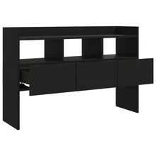 vidaXL Sideboard With 3 Drawers And 3 Compartments, Chest Of Drawers, Sideboard, Cabinet, Side Cabinet, Multi-Purpose Cabinet, Freestanding Cabinet, Oak/Black, 105x30x70cm, Engineered Wood - Oak Black - View 5
