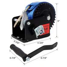 Manual Crank Hoist 19.6FT For Boat Trailer ATV Towing, 800LBS Capacity 3.1:1 Gear Ratio Black Shell Two-Way Ratchet Portable Pulling Tool Heavy Duty Steel Construction-XY795951 - Multicolor - View 8