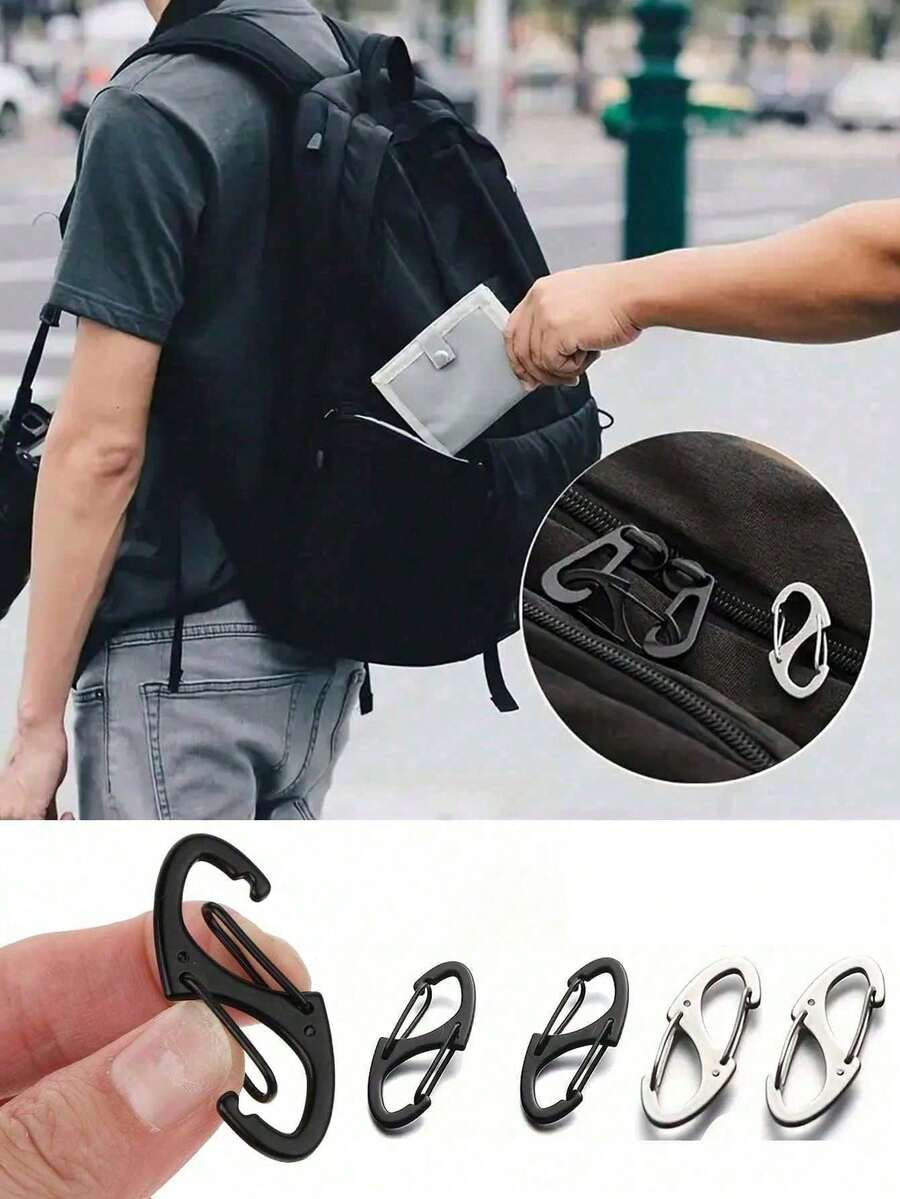 Set Kunci Resleting Anti-Pencurian Unisex 10 Buah, Desain Mudah Ditarik, Melindungi Resleting dari Terbuka Secara Tidak Sengaja, Cocok untuk Ransel, Koper, Tas Tangan, Dompet, dll., Desain Gesper Berbentuk S Multifungsi, Cocok untuk Perjalanan, Berkemah, Aktivitas Luar Ruangan, Pantai, Liburan, Kembali ke Sekolah, dll., Perlengkapan Perjalanan Penting - A - View 1