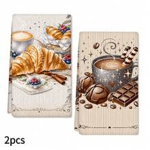 2/4/6pcs Set, Dish Towel, Kitchen Towel, Coffee Croissant Chocolate Pattern Printed Tea Towel, Dish Cloth, Cleaning Cloth, 40cm*60cm Soft Absorbent Drying Cloth, Kitchen Decor, Table Decor, Home Goods, Used For Kitchen Wiping Cookware Or Holiday Gift, Gift For Mom, Housewarming Gift, Reusable Kitchen Cleaning Cloth - Multicolor - View 16