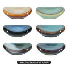 6 buah Alas Sumpit Keramik, Bentuk Oval, Gaya Vintage Jepang, Dapat Digunakan Sebagai Alas Pisau, Garpu, Sendok, Cocok Untuk Dapur Rumah, Hotel, Restoran, dan Tempat Makan Lainnya - View 13