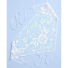 1PC Bride Lace Headscarf Wedding Photo Prop - White Embroidered Tulle Headscarf | Bachelorette Party, Bridal Shower, Engagement Gift, Bachelorette Party Hair Accessory, Bride-To-Be, Wedding - View 2