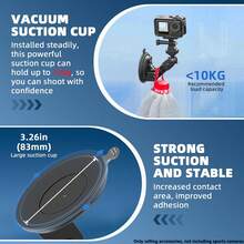 YIYI Pocket 3 4 Suction Cup Mount, For Xtra Muse Car Windshield Window Dash Holder Kit With Expansion Adapter For Insta360 X4 X5 Go 3S For Max Hero Pocket 3 4 Action 6 5 Pro Nano Accessories - Black - View 3