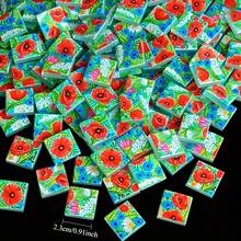 100/200g 花卉噴繪玻璃馬賽克瓷磚，2.3*2.3cm 現代風格玻璃馬賽克片，適用於手工藝品、居家牆面與樓梯鑲嵌、花園池塘景觀裝飾、吊飾珠寶製作材料 - HLB-01 - 查看 4