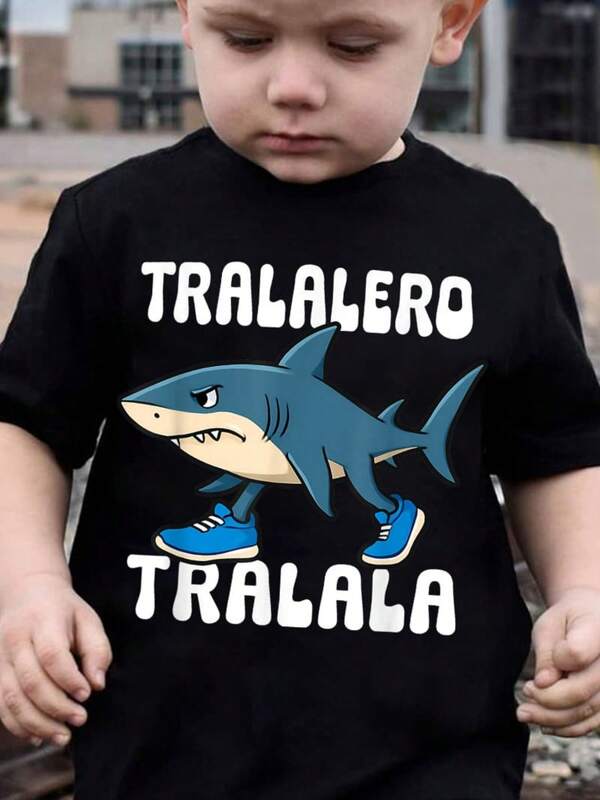 Camiseta de Manga Corta "TRALALERO TRALALA" Serie Italian Brainiac para Niños, Estilo Casual y Moderno NY-DX6182