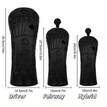 Classic Retro Poker Pattern Wooden Putter Headcover - High-End Durable Protective Gear | Suitable For Young Fashion People & Family Golf Enthusiasts | Creative Gift - Black - View 3